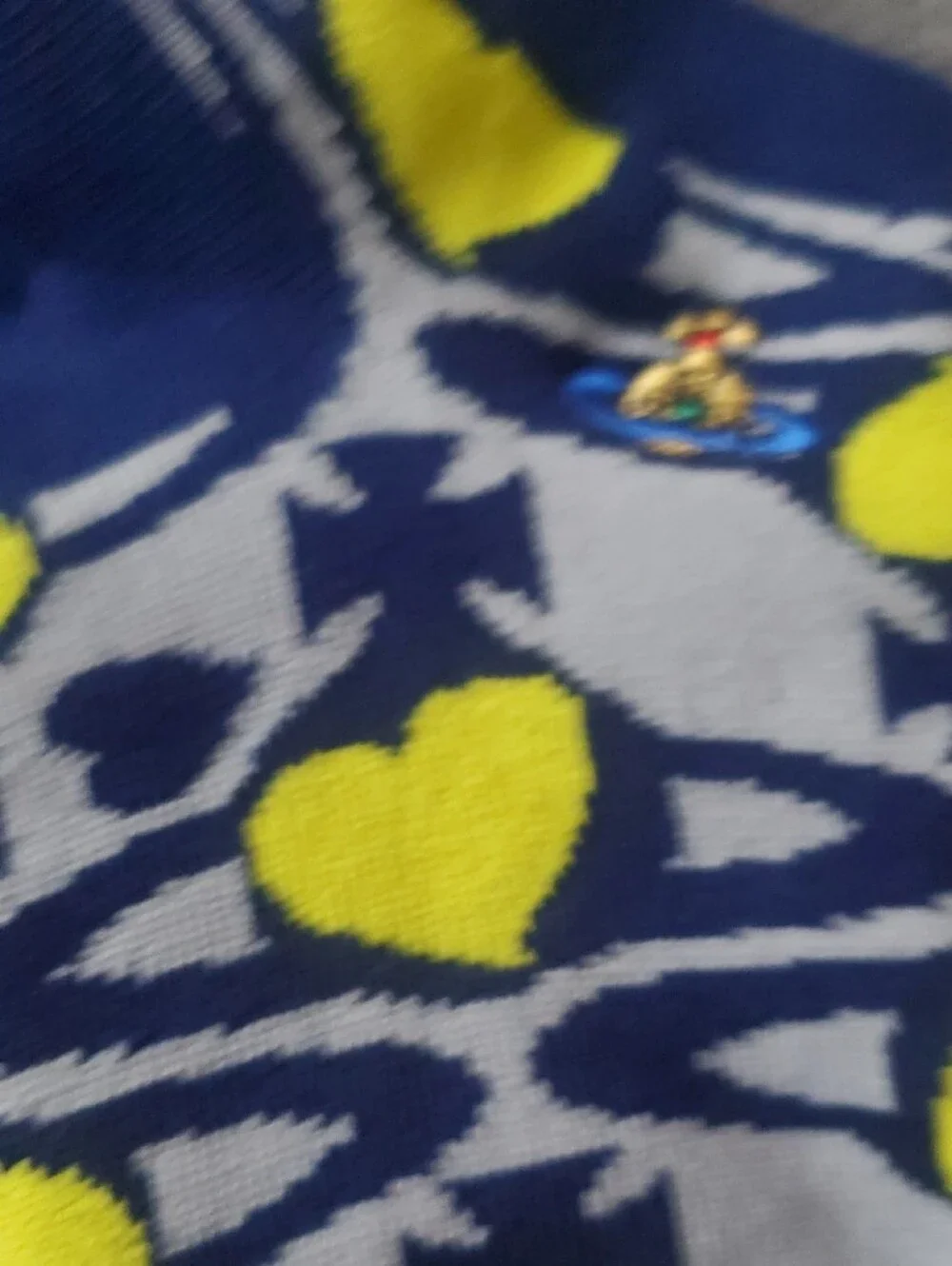 Vivienne Westwood Navy, Yellow & Gray Patterned Casual Socks